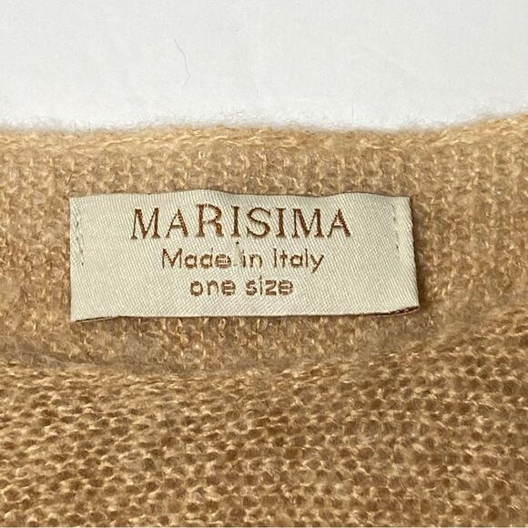 Marisma Made In Italy Wool Blend Knit Sweater Tan W/ Stars Women's One Size - Picture 6 of 13